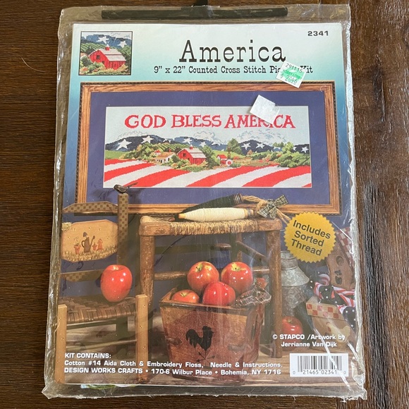 Stapco | America | 9x22” | Counted Cross Stitch Kit | NEW - Picture 1 of 8